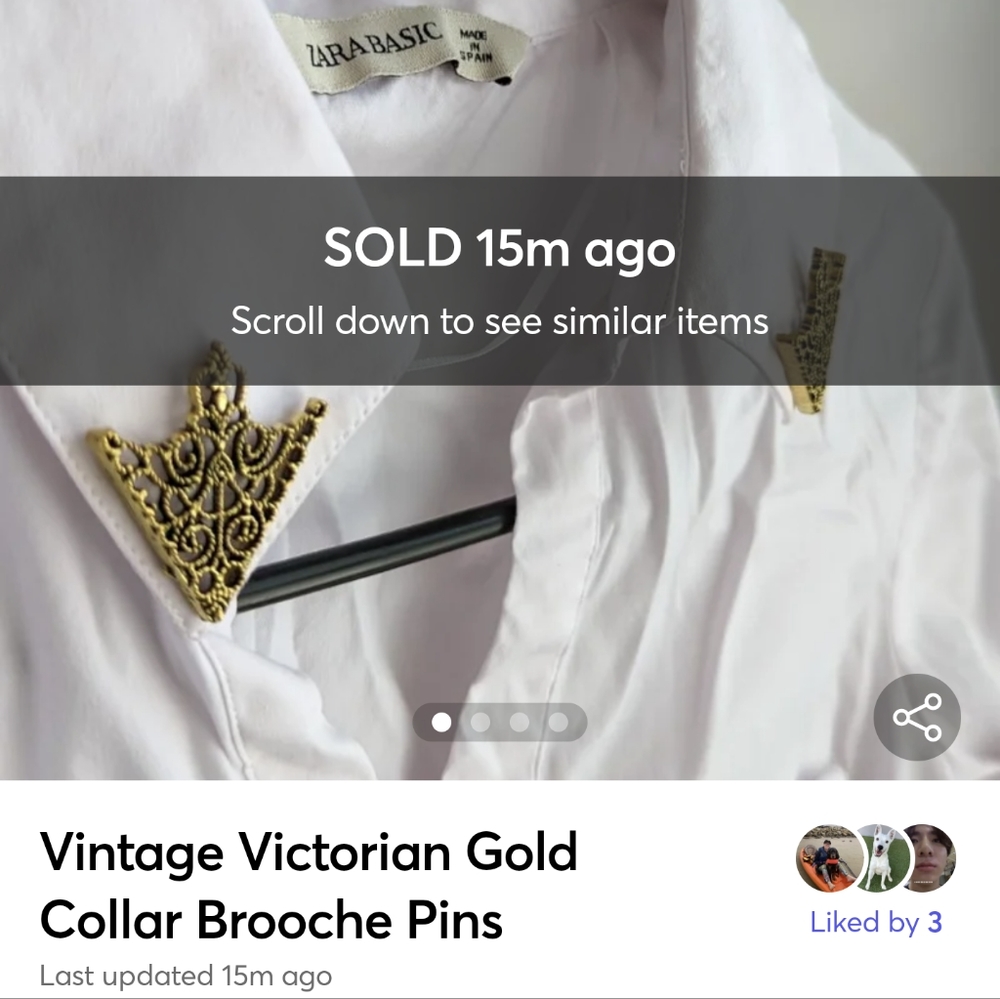 SOLD 🚫 Vintage Victorian Gold Collar Brooche Pins - Picture 1 of 5
